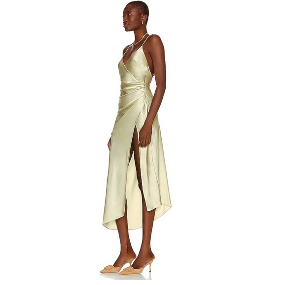 Ser.o.ya Emma Midi silk Evening Dress in Sage in Size Small - Picture 4 of 7